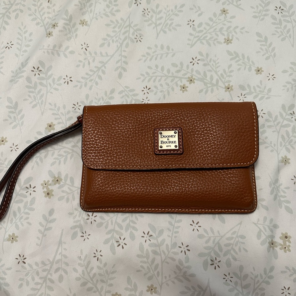 Dooney & Bourke Tan Milly Pebble Leather Wristlet Clutch